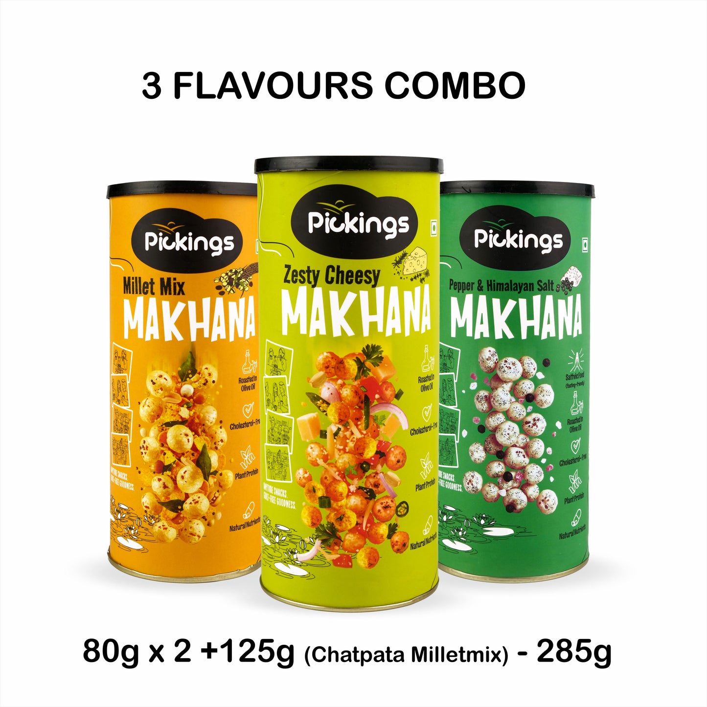 Himalayan Salt & Pepper, Zesty cheesy , Chatpata Makhana Millet Mix (PACK of 3)
