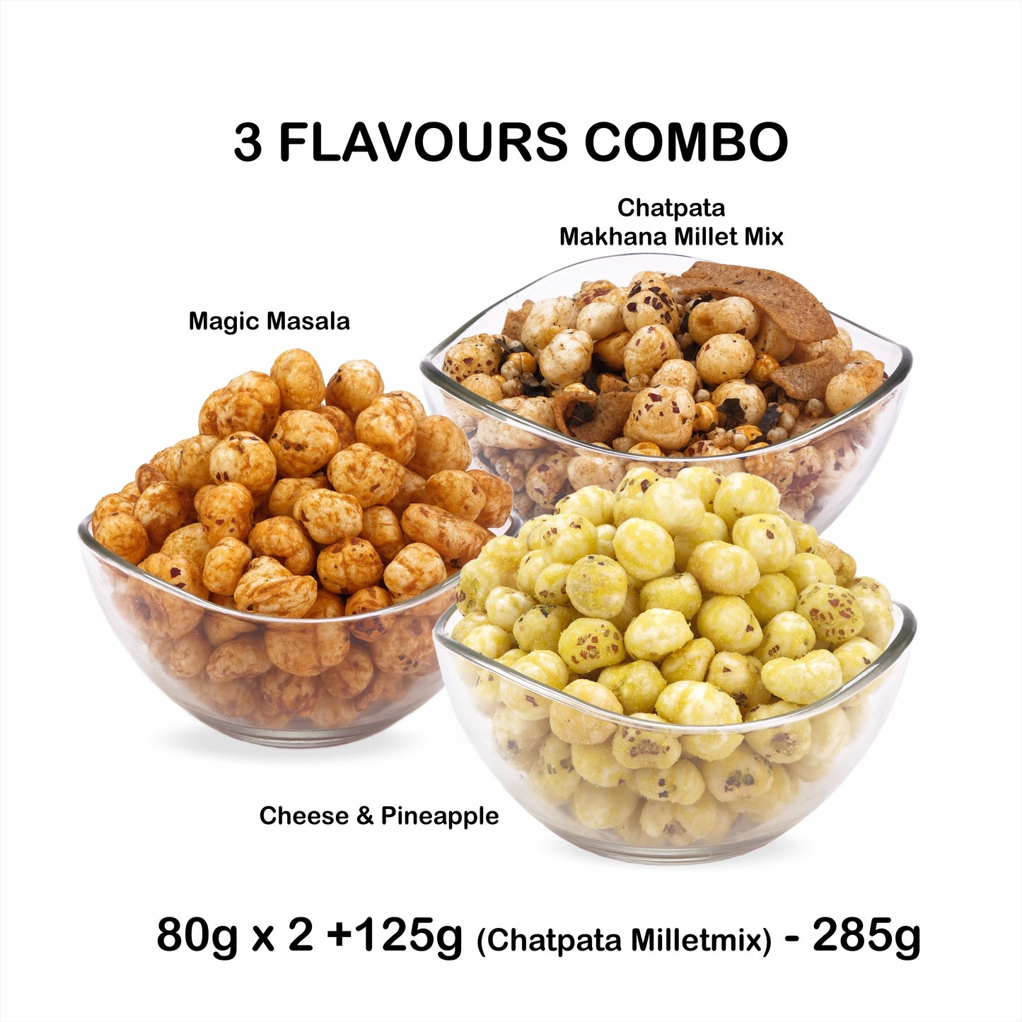 Magic Masala, Pineapple & Cheese, Chatpata Makhana Millet Mix (PACK of 3)