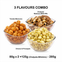 Tomato Mexicana, Pineapple & Cheese, Chatpata Makhana Millet Mix (PACK of 3)