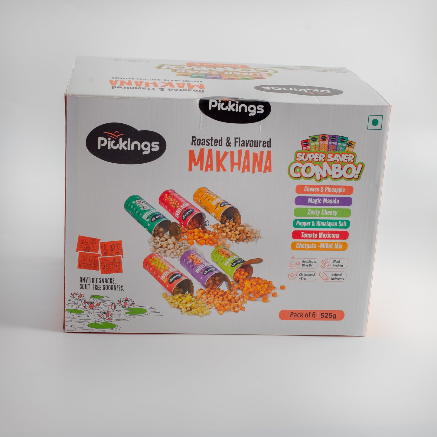 Pineapple & Cheese, Zesty cheesy, Magic Masala, Chatpata Makhana Millet Mix,  Himalayan Salt & Pepper, Tomato Mexicana (PACK of 6)